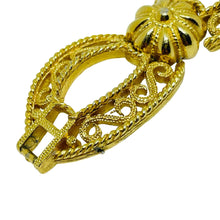 Load image into Gallery viewer, TRIFARI crown signed vintage gold tone designer bracelet
