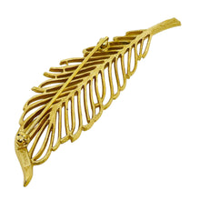 Load image into Gallery viewer, TRIFARI crown signed vintage gold tone leaf designer brooch
