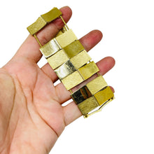 Load image into Gallery viewer, TRIFARI crown signed vintage gold tone massive stretch designer link bracelet
