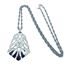 Load image into Gallery viewer, TRIFARI crown signed vintage silver tone designer chain pendant necklace
