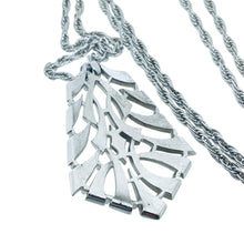 Load image into Gallery viewer, TRIFARI crown signed vintage silver tone designer chain pendant necklace
