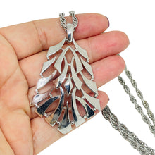 Load image into Gallery viewer, TRIFARI crown signed vintage silver tone designer chain pendant necklace
