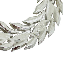Load image into Gallery viewer, TRIFARI crown signed vintage silver tone leaf wreath designer brooch
