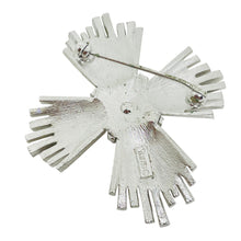 Load image into Gallery viewer, TRIFARI crown signed vintage silver tone maltese cross designer brooch
