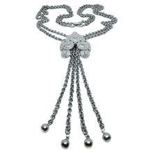 Load image into Gallery viewer, TRIFARI crown signed vintage silver tone pendant chain designer necklace
