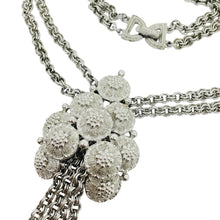 Load image into Gallery viewer, TRIFARI crown signed vintage silver tone pendant chain designer necklace
