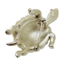 Load image into Gallery viewer, TRIFARI crown signed vintage silver tone ruby eyes turtle figural brooch

