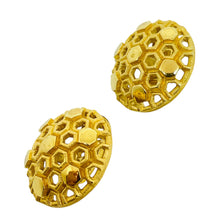 Load image into Gallery viewer, TRIFARI crown vintage signed gold tone geometric designer clip on earrings
