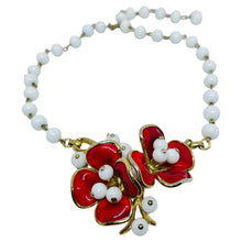 Load image into Gallery viewer, TRIFARI signed poured glass beaded flower designer necklace
