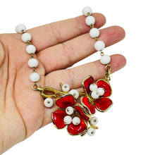 Load image into Gallery viewer, TRIFARI signed poured glass beaded flower designer necklace
