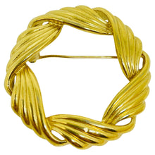 Load image into Gallery viewer, TRIFARI signed vintage gold tone circle designer brooch
