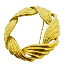 Load image into Gallery viewer, TRIFARI signed vintage gold tone circle designer brooch
