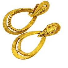 Load image into Gallery viewer, TRIFARI signed vintage gold tone door knocker designer clip on earrings
