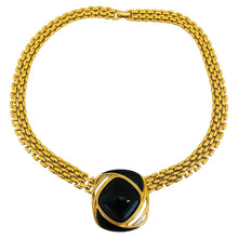 Load image into Gallery viewer, TRIFARI signed vintage gold tone enamel designer chain necklace
