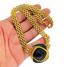 Load image into Gallery viewer, TRIFARI signed vintage gold tone enamel designer chain necklace
