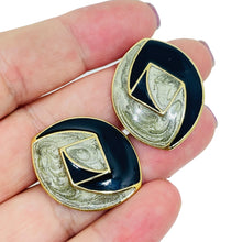 Load image into Gallery viewer, TRIFARI signed vintage gold tone enamel designer post earrings
