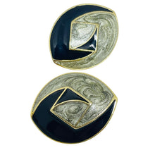 Load image into Gallery viewer, TRIFARI signed vintage gold tone enamel designer post earrings
