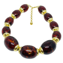 Load image into Gallery viewer, TRIFARI signed vintage gold tone faux amber designer beaded necklace
