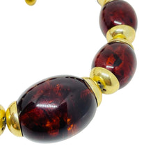 Load image into Gallery viewer, TRIFARI signed vintage gold tone faux amber designer beaded necklace
