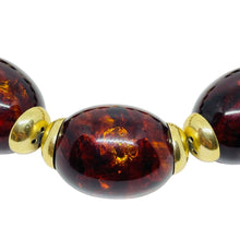 Load image into Gallery viewer, TRIFARI signed vintage gold tone faux amber designer beaded necklace
