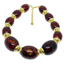 Load image into Gallery viewer, TRIFARI signed vintage gold tone faux amber designer beaded necklace
