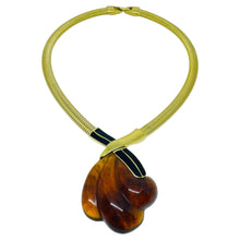 Load image into Gallery viewer, TRIFARI signed vintage gold tone omega chain resin enamel designer necklace
