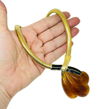 Load image into Gallery viewer, TRIFARI signed vintage gold tone omega chain resin enamel designer necklace

