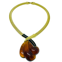 Load image into Gallery viewer, TRIFARI signed vintage gold tone omega chain resin enamel designer necklace
