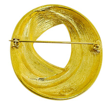 Load image into Gallery viewer, TRIFARI signed vintage gold tone rhinestone enamel designer brooch
