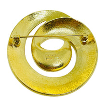 Load image into Gallery viewer, TRIFARI signed vintage gold tone swirl enamel designer brooch
