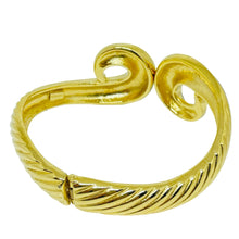 Load image into Gallery viewer, TRIFARI signed vintage gold tone swirl enamel designer clamper bracelet
