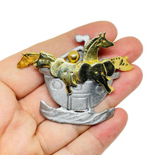 Load image into Gallery viewer, ULTRA CRAFT signed vintage silver gold tone Noahs Arc animals designer brooch
