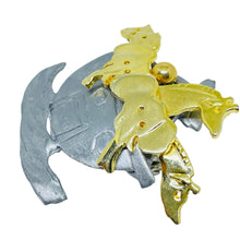 Load image into Gallery viewer, ULTRA CRAFT signed vintage silver gold tone Noahs Arc animals designer brooch
