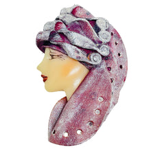 Load image into Gallery viewer, Vintage 80's flapper art deco style ladies face designer pin brooch
