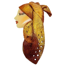 Load image into Gallery viewer, Vintage 80's flapper art deco style ladies face designer pin brooch

