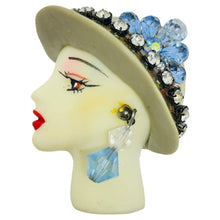 Load image into Gallery viewer, Vintage 80's flapper art deco style ladies face designer pin brooch

