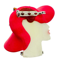 Load image into Gallery viewer, Vintage 80's flapper art deco style ladies face designer pin brooch
