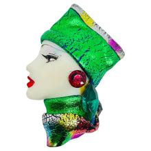 Load image into Gallery viewer, Vintage 80's flapper art deco style ladies face designer pin brooch
