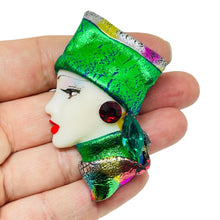 Load image into Gallery viewer, Vintage 80's flapper art deco style ladies face designer pin brooch
