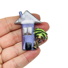 Load image into Gallery viewer, Vintage 80's metallic palm house beach designer pin brooch
