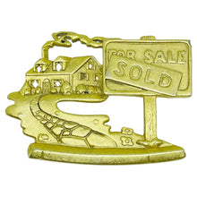Load image into Gallery viewer, Vintage AJC signed matte gold tone real estate for sale sold designer brooch
