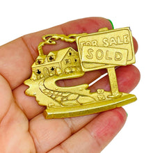 Load image into Gallery viewer, Vintage AJC signed matte gold tone real estate for sale sold designer brooch

