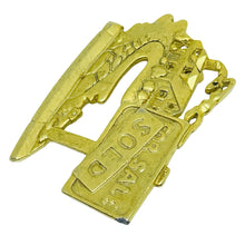 Load image into Gallery viewer, Vintage AJC signed matte gold tone real estate for sale sold designer brooch

