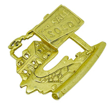 Load image into Gallery viewer, Vintage AJC signed matte gold tone real estate for sale sold designer brooch
