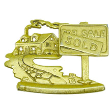 Load image into Gallery viewer, Vintage AJC signed matte gold tone real estate for sale sold designer brooch
