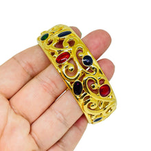 Load image into Gallery viewer, Vintage AK ANNE KLEIN signed gold tone enamel massive designer bangle bracelet
