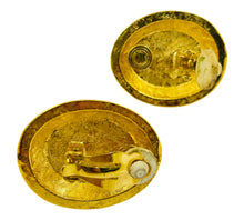 Load image into Gallery viewer, Vintage ANNE KLEINN gold enamel pearl runway designer clip on earrings
