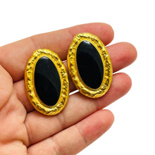 Load image into Gallery viewer, Vintage ANNE KLEIN etruscan gold tone enamel designer earrings
