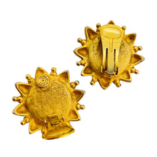 Load image into Gallery viewer, Vintage ANNE KLEIN gold blue glass designer runway clip on earrings
