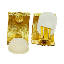 Load image into Gallery viewer, Vintage ANNE KLEIN gold red glass clip on earrings
